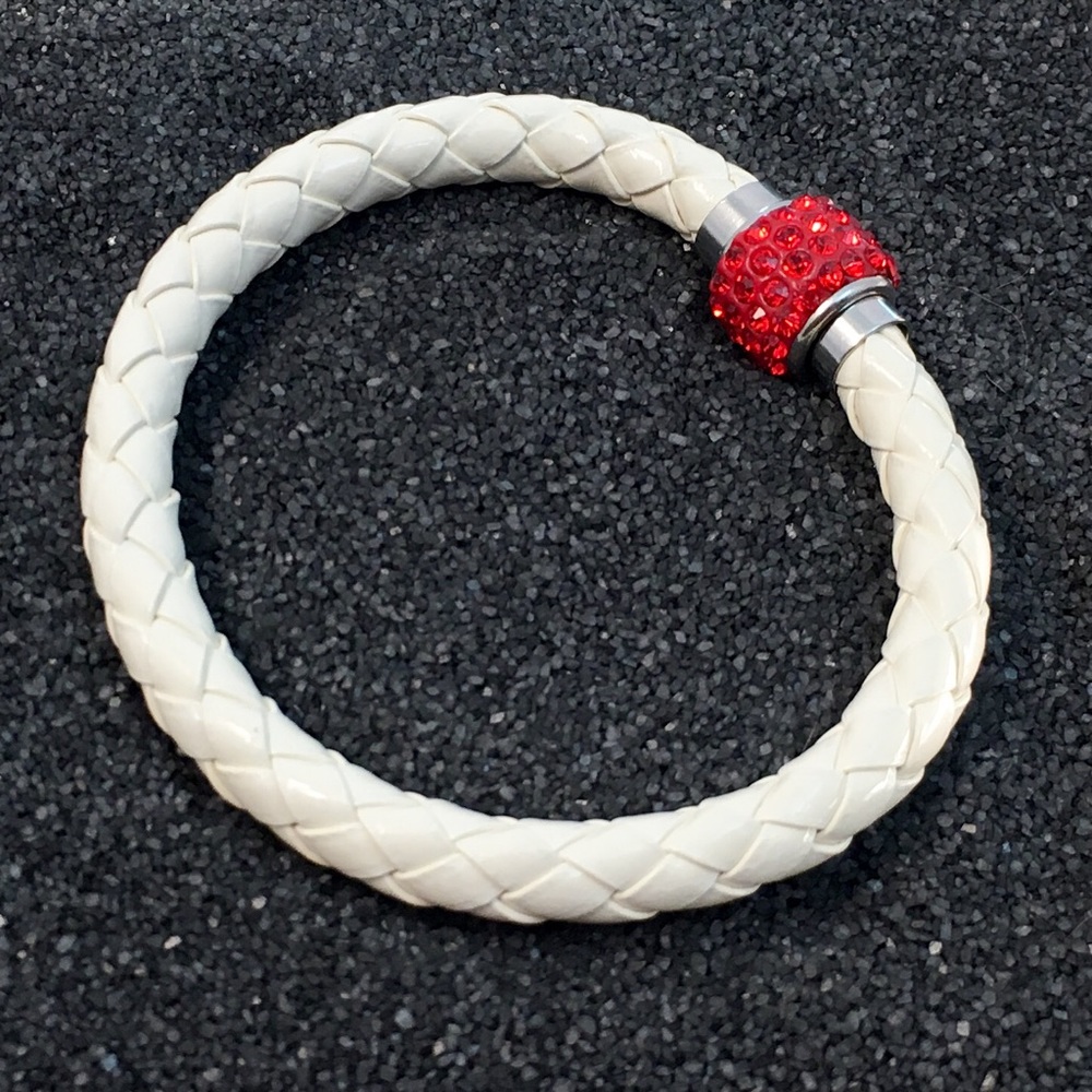 SOLD Leather Bracelet w Rhinestone Clasp - Picture 5 of 6